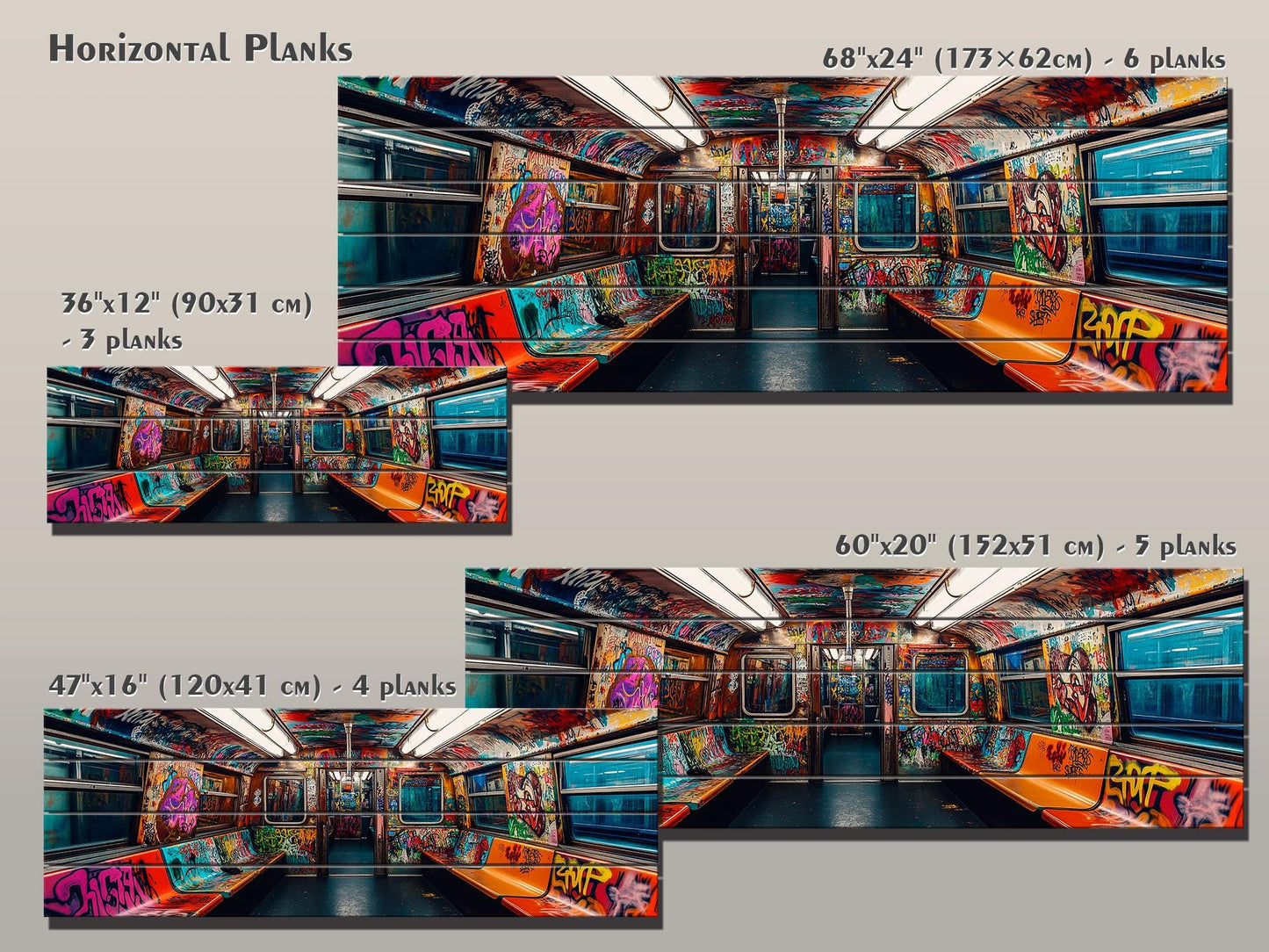 Wood Wall Art – Subway Graffiti Art on Wood Planks | Urban Wall Decor Ready to Hang