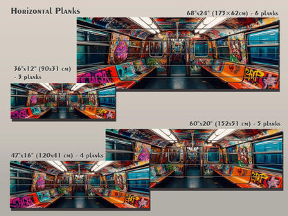 Wood Wall Art – Subway Graffiti Art on Wood Planks | Urban Wall Decor Ready to Hang
