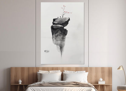 Minimalist Wall Art – Abstract Island Painting with Tree Canvas Print | Framed & Ready to Hang