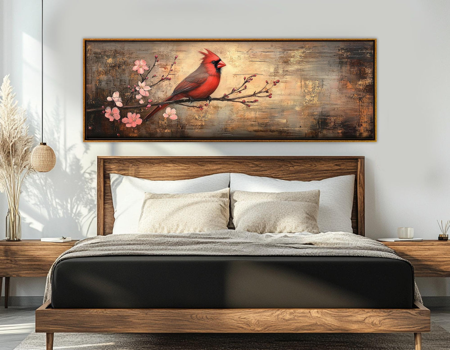 Cardinal Wall Art - Red Cardinal Painting on Gallery Wrapped Canvas | Ready to Hang