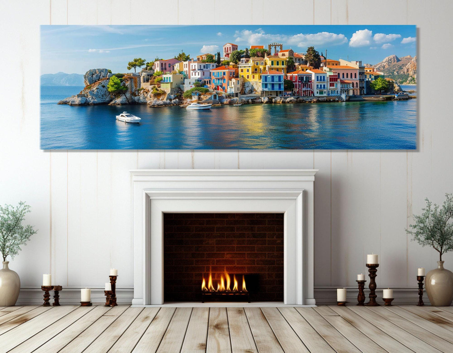 Greece Canvas Print - Large Island Abstract Greek Wall Art | Ready to Hang Cotton Canvas