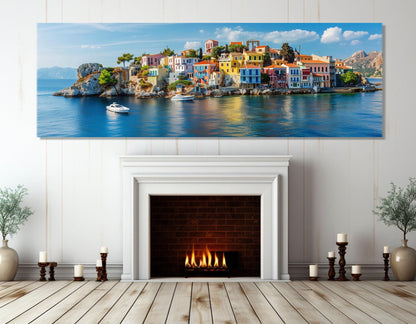 Greece Canvas Print - Large Island Abstract Greek Wall Art | Ready to Hang Cotton Canvas