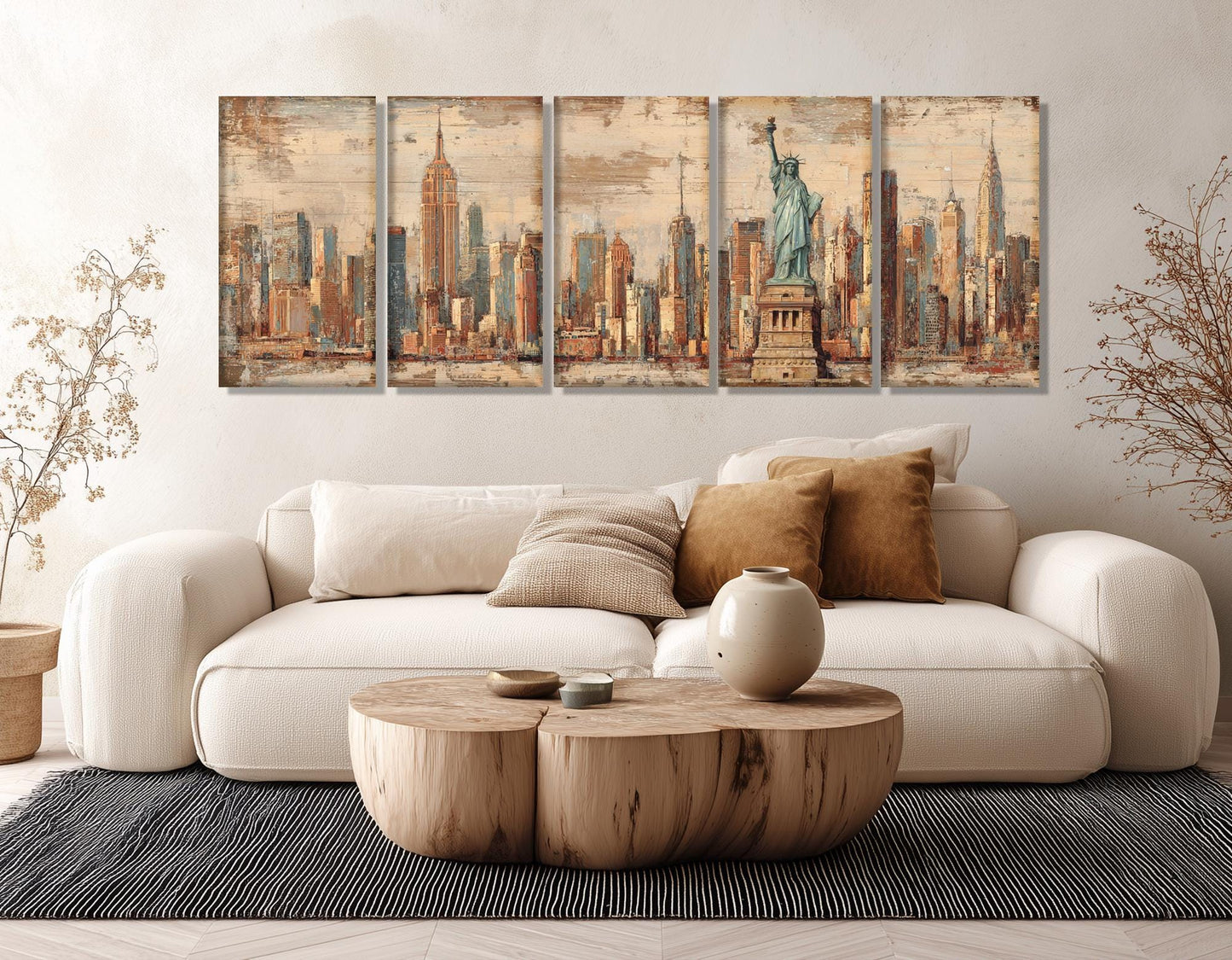 New York City Canvas - Vintage Retro Wall Art | Framed Gallery Wrapped Print