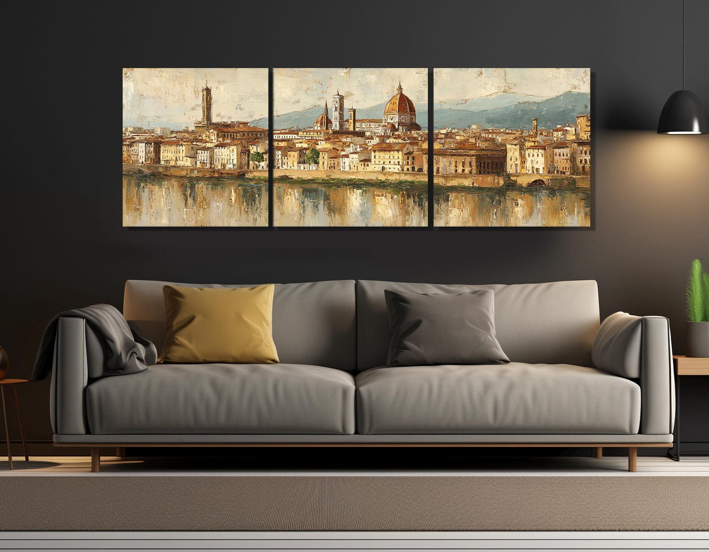 Florence Canvas Print – Retro Duomo Canvas Art With Arno River Painting, Ready to Hang