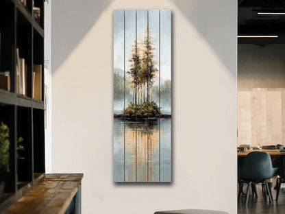 Rustic Wood Wall Art – Scenic Wood Landscape Print With Natural Texture