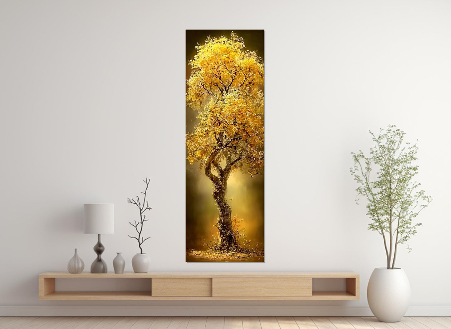 Golden Tree Canvas Print, Golden Tree Art, Modern Rustic Wall Decor, Framed & Ready to Hang