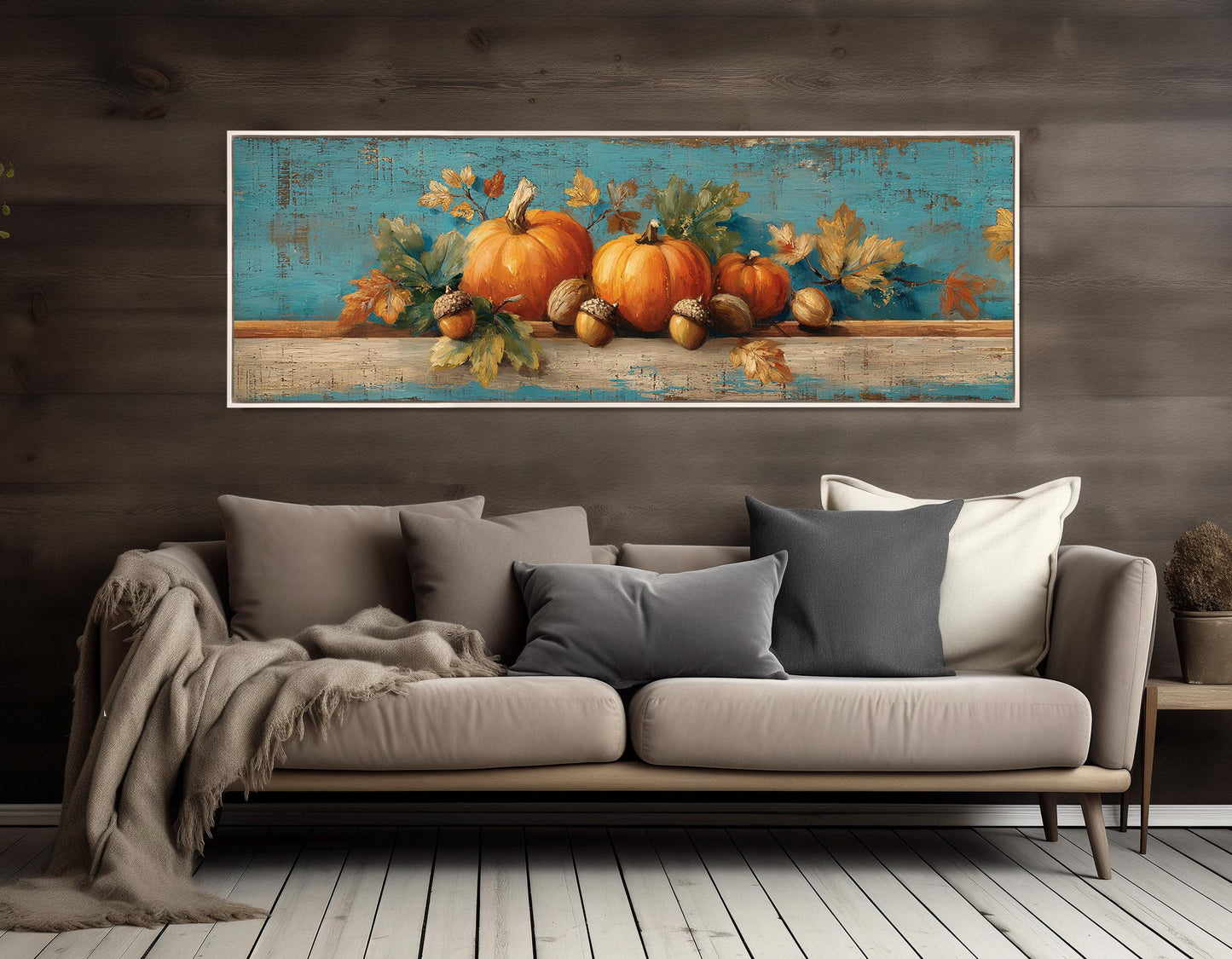 Pumpkins Canvas Print - Cozy Autumn Wall Art | Framed Ready to Hang