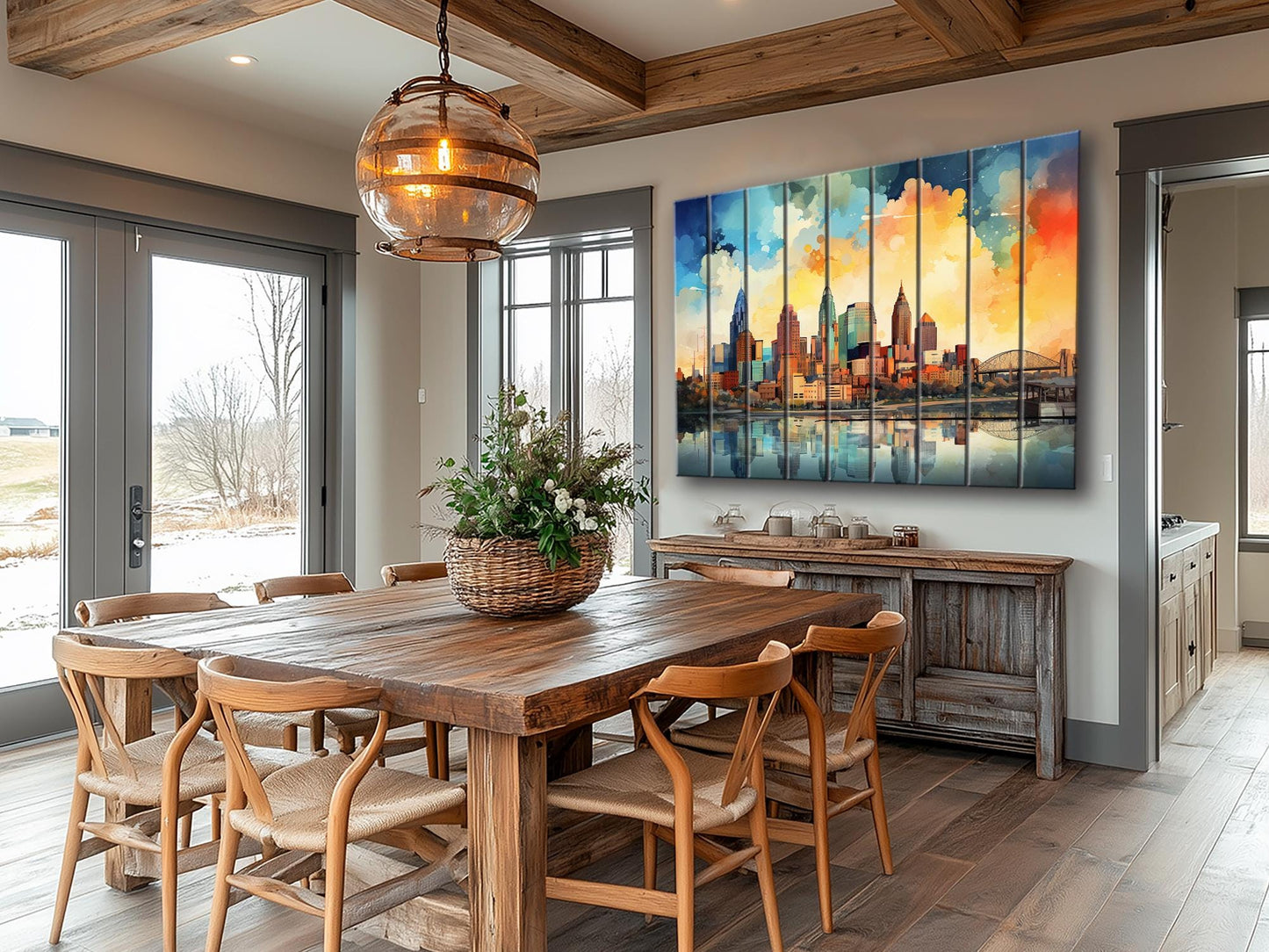 Kansas City Wall Art – Abstract Skyline Print on Wood | Rustic Wood Decor
