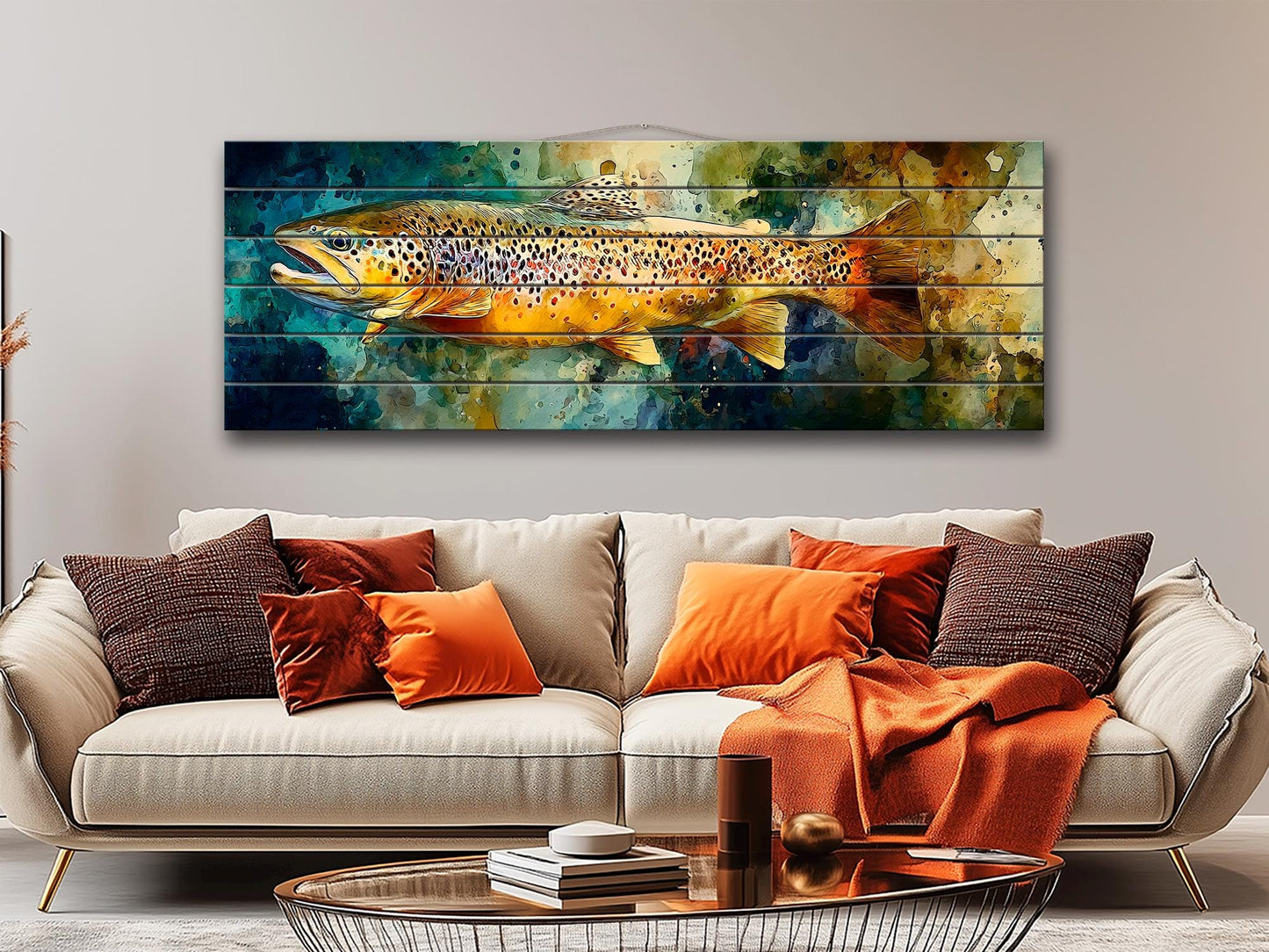 Brown Trout Wood Print - Rustic Fishing Wall Art | Handcrafted Linden Wood Artwork