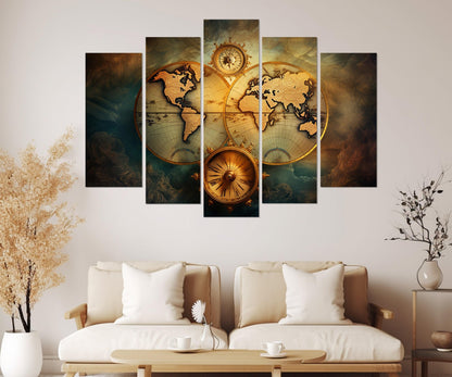 Vintage World Map Canvas Wall Art – Framed, Gallery Wrapped, Ready to Hang