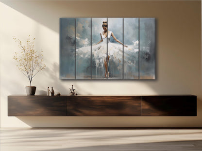 Rustic Wood Wall Art – Dancing Ballerina Painting on Natural Wood Planks