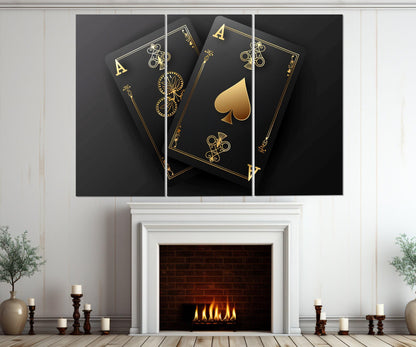 Poker Wall Art - Pocket Aces Print | Abstract Poker Canvas Decor, Ready to Hang