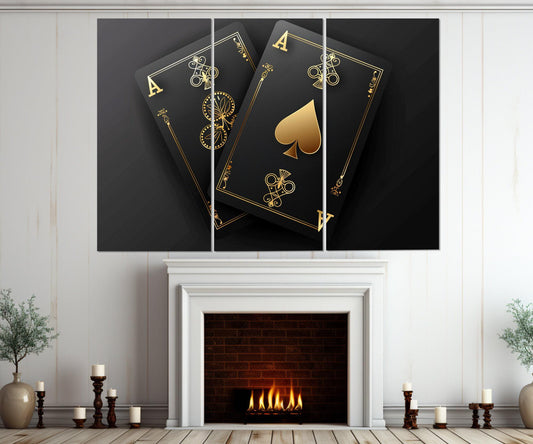 Poker Wall Art - Pocket Aces Print | Abstract Poker Canvas Decor, Ready to Hang