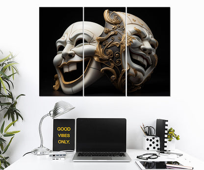 Theater Masks Canvas Print - Framed Canvas Art | Ready to Hang Wall Decor
