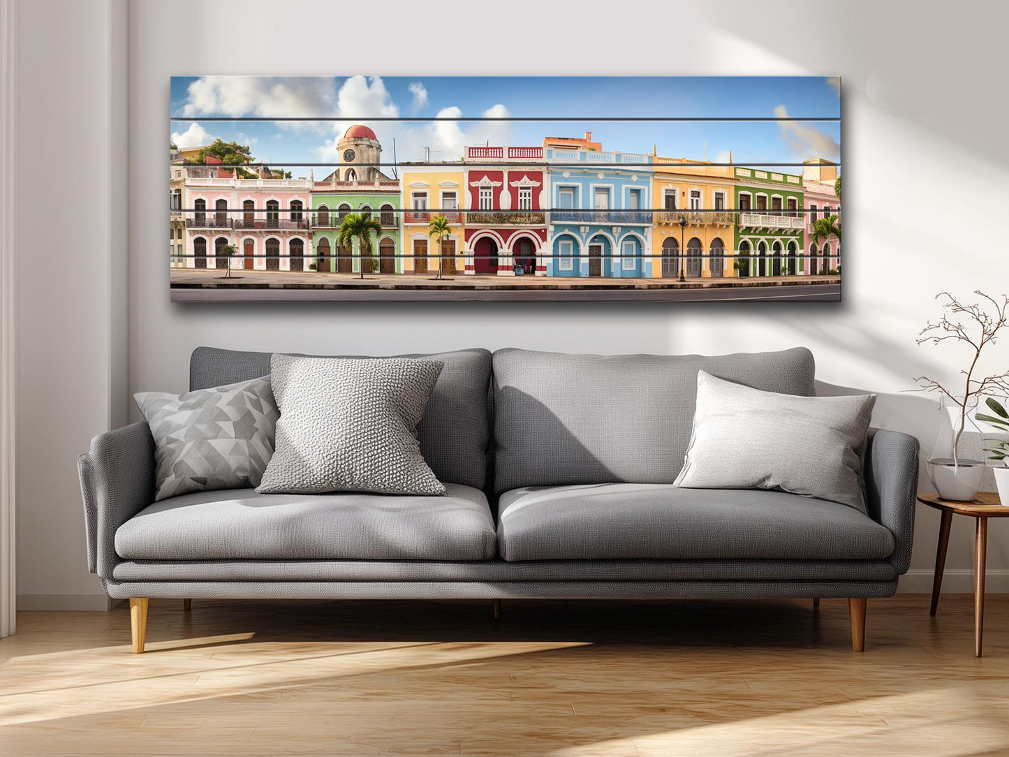 Puerto Rico Wood Wall Art – Rustic San Juan Wall Decor with Abstract Wood Plank Design