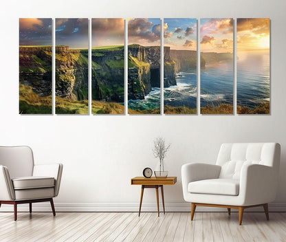 Cliffs Of Moher Canvas Large Cotton Canvas Print - Ready To Hang Panorama Art