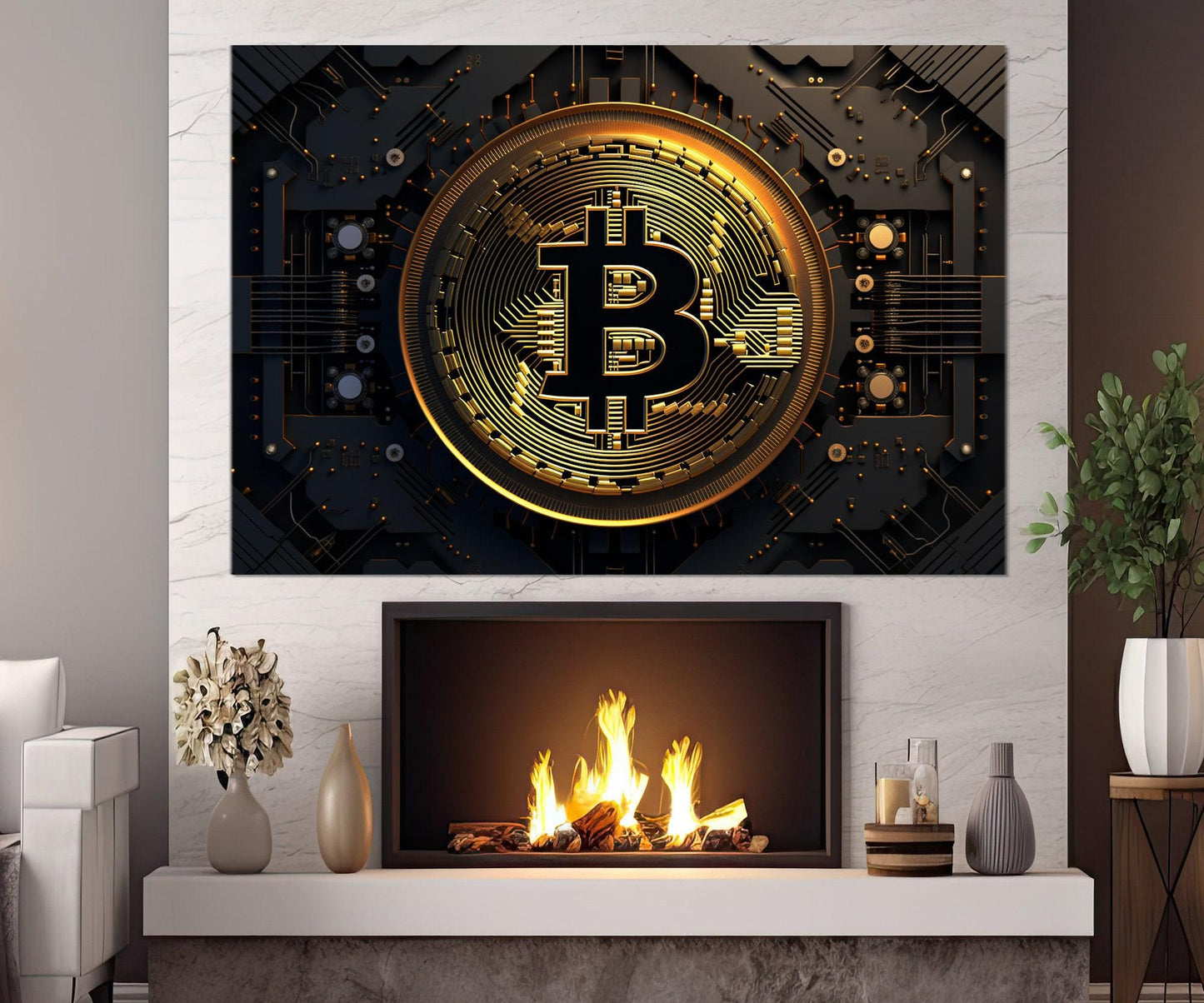 Bitcoin Canvas Print - Large Crypto Wall Art | Framed Cotton Canvas, Investor Gift