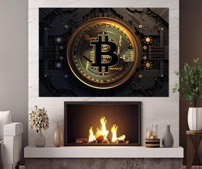 Bitcoin Canvas Print - Large Crypto Wall Art | Framed Cotton Canvas, Investor Gift