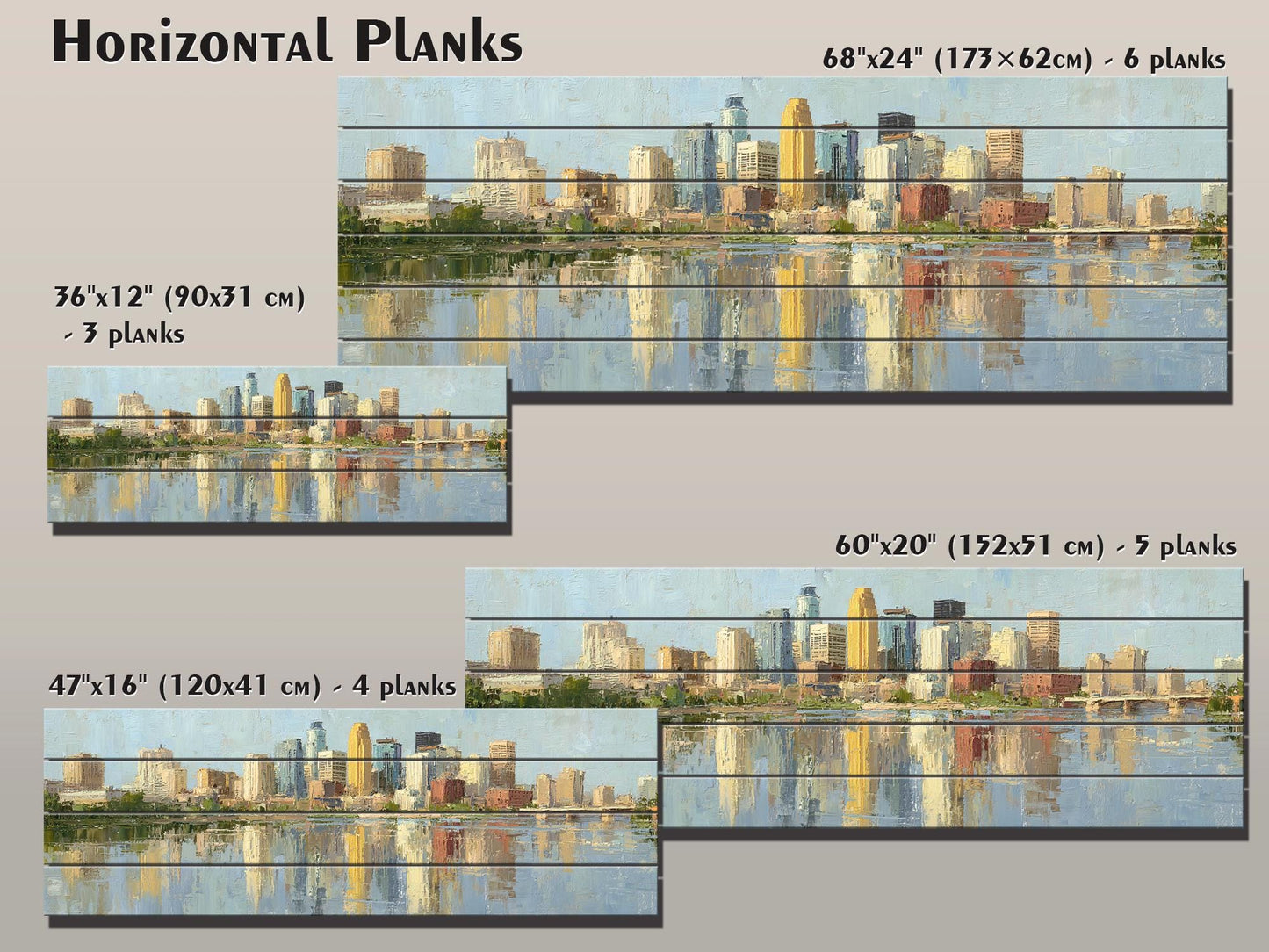 Minneapolis Skyline Wood Print – Rustic Wall Art | Panoramic Cityscape On Distressed Wood