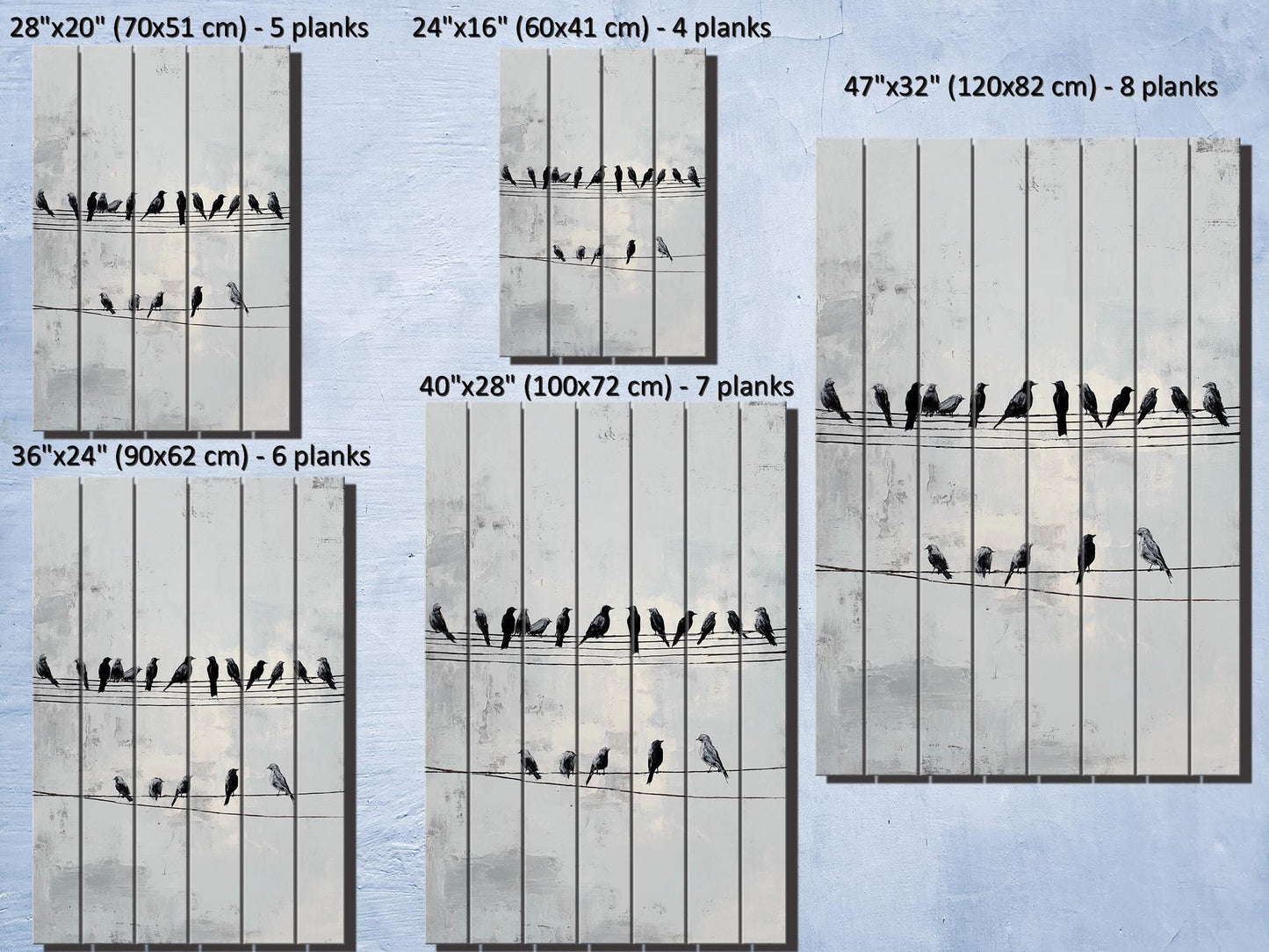 Rustic Wood Wall Art – Minimalist Bird Wall Decor on Natural Wood Planks