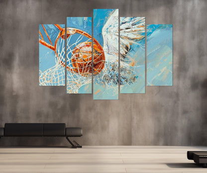 Abstract Basketball Painting – Framed Basketball Wall Art Canvas Print Ready to Hang
