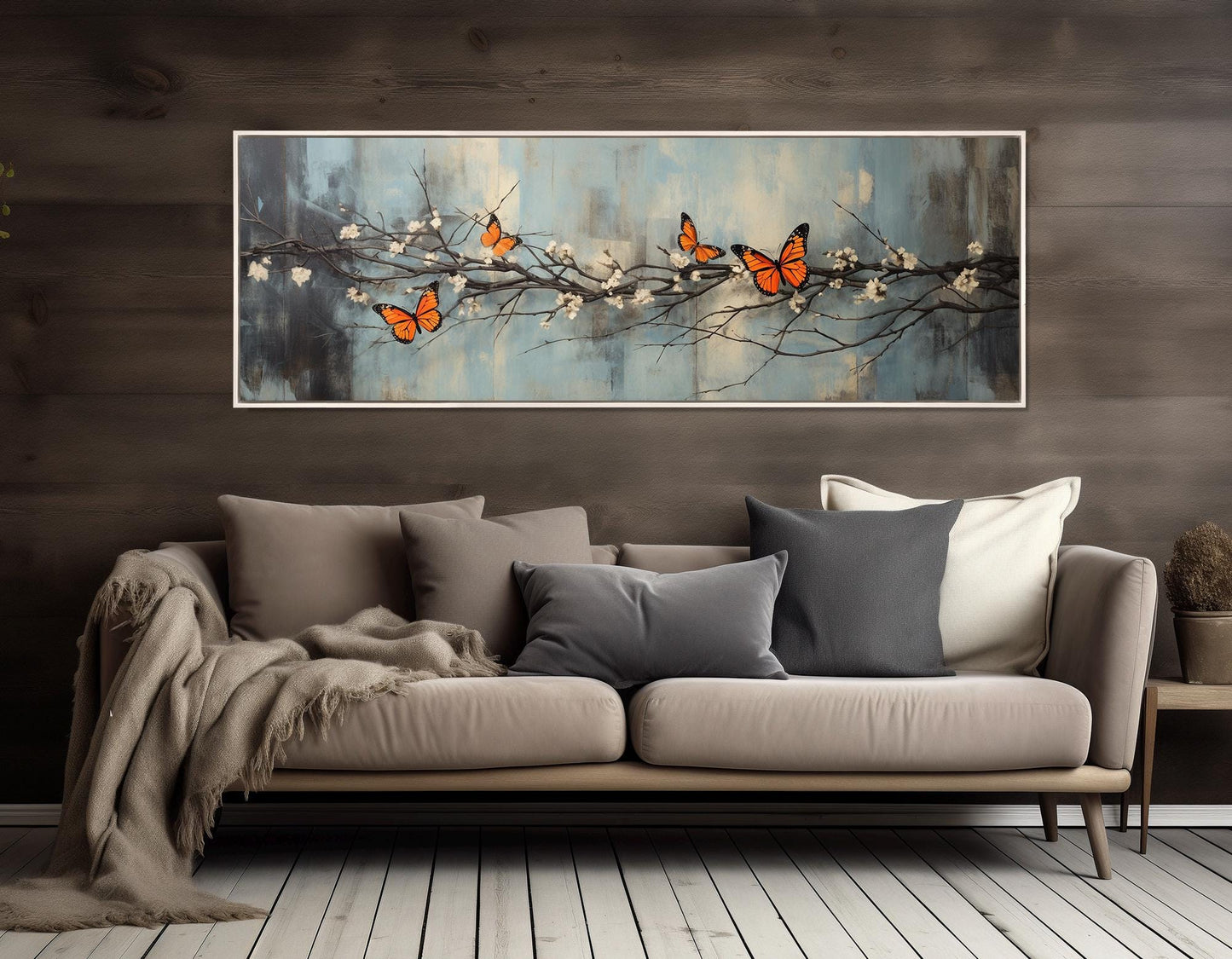 Butterflies Canvas Print – White Blossom Art On Gallery Wrapped Canvas | Ready to Hang