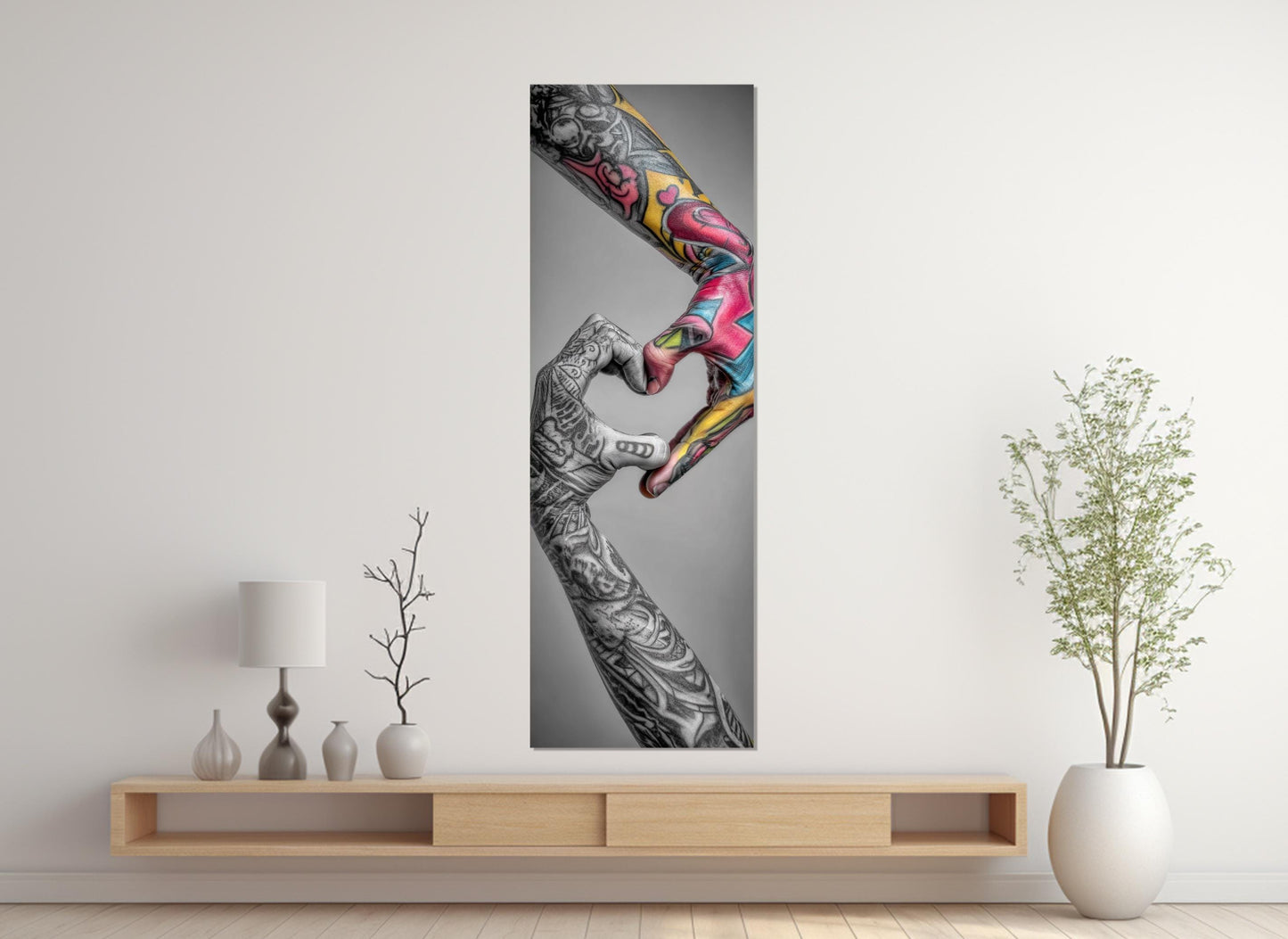 Tattoo Wall Art – Abstract Tattooed Hands Canvas Print | Framed & Ready to Hang