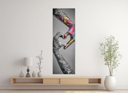 Tattoo Wall Art – Abstract Tattooed Hands Canvas Print | Framed & Ready to Hang