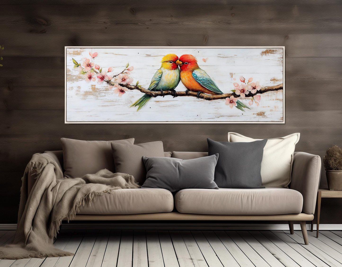 Lovebirds Canvas Print – Romantic Wall Art | Framed & Ready to Hang Bedroom Decor