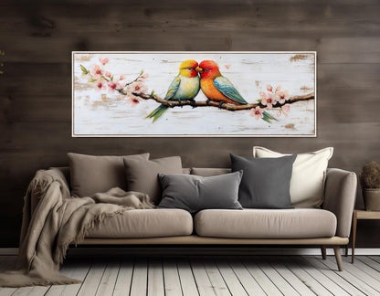 Lovebirds Canvas Print – Romantic Wall Art | Framed & Ready to Hang Bedroom Decor
