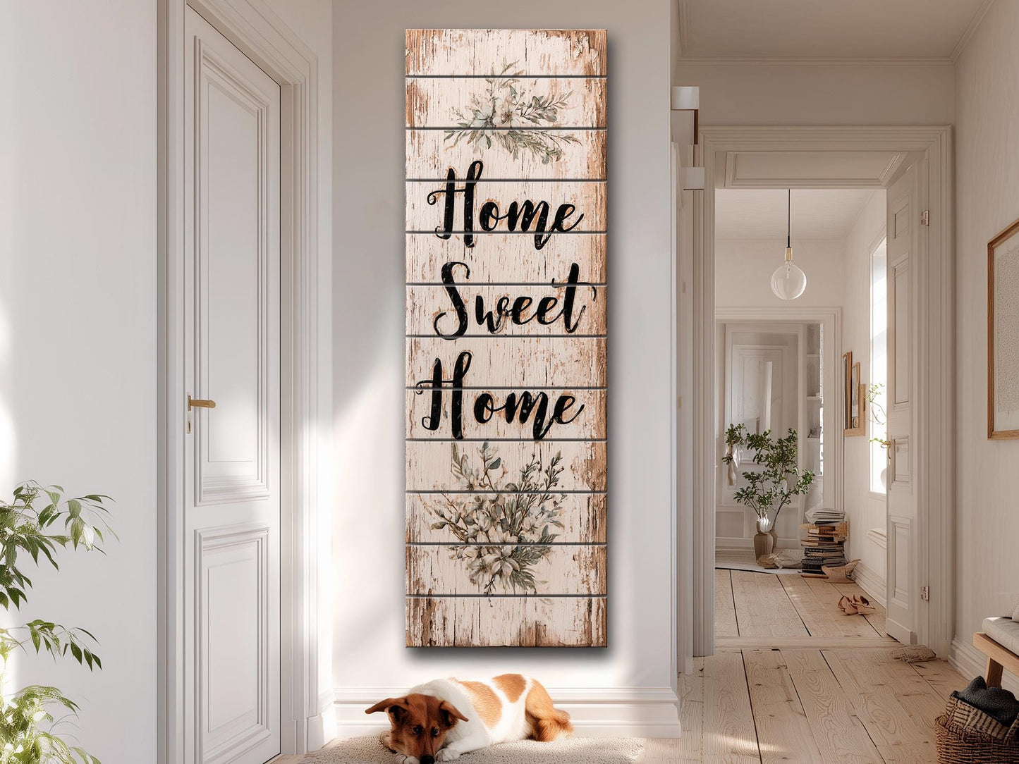 Rustic Wood Wall Art – Home Sweet Home Sign | Natural Linden Wood Plank Print