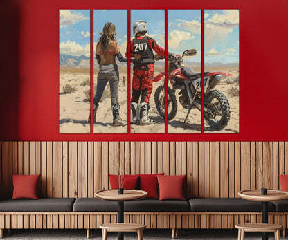 Motocross Canvas Print - Romantic Dirt Bike Wall Art | Framed, Ready to Hang
