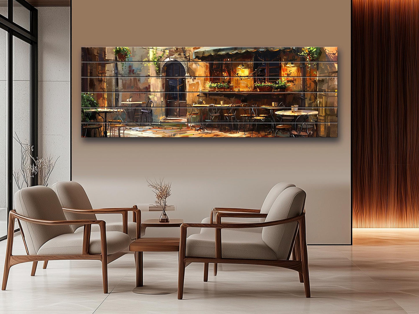 Italian Bistro Wall Art – Rustic Wood Plank Art | Scenic Italy Wood Print