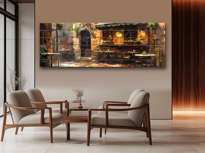 Italian Bistro Wall Art – Rustic Wood Plank Art | Scenic Italy Wood Print