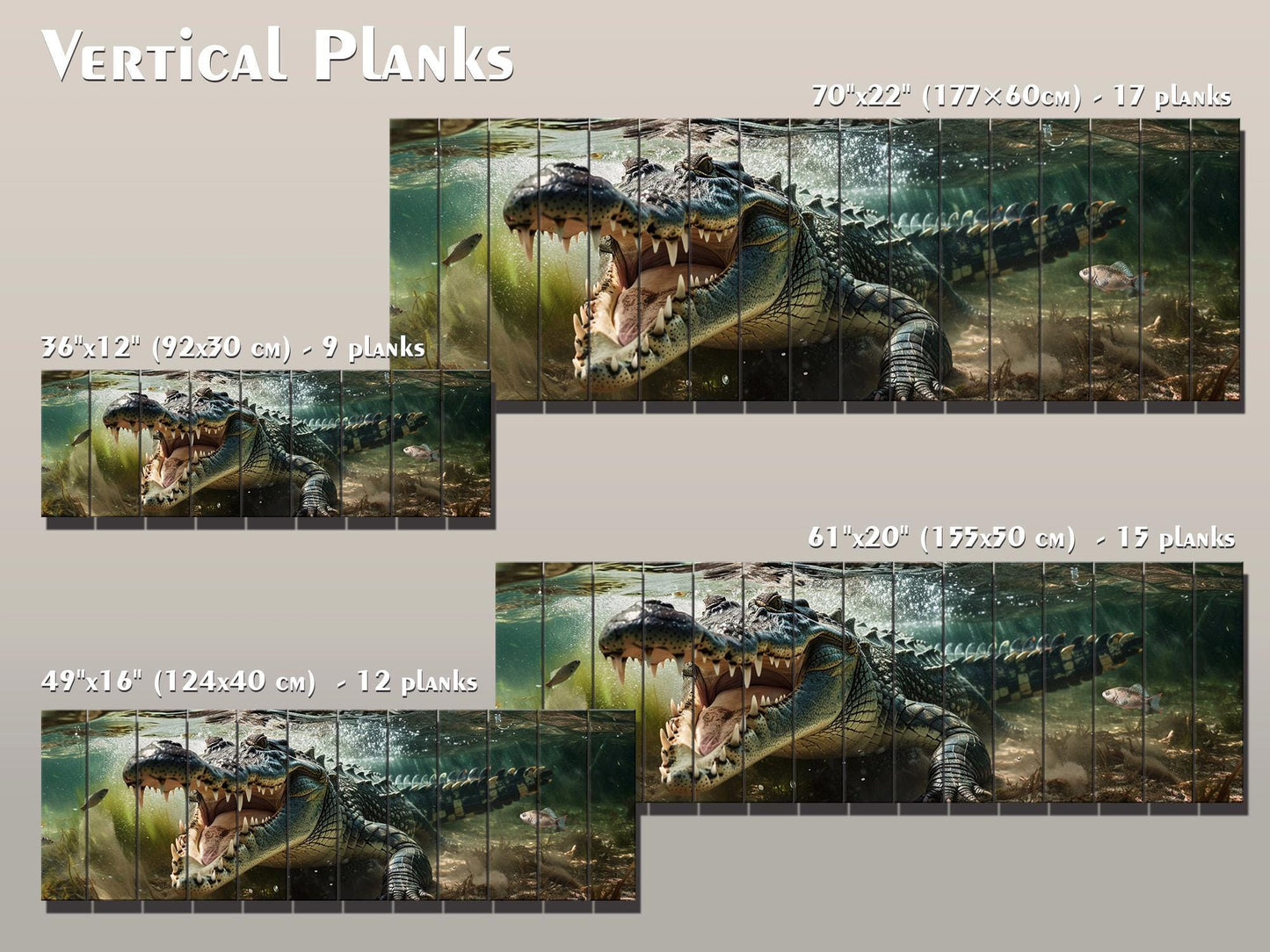 Crocodile Wood Wall Art – Natural Wood Print | Rustic Wooden Wall Decor