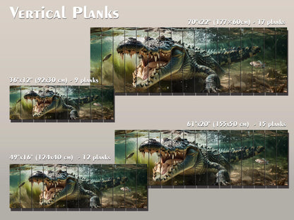 Crocodile Wood Wall Art – Natural Wood Print | Rustic Wooden Wall Decor