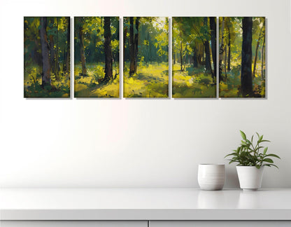 Abstract Forest Painting | Large Canvas Art - Framed Forest Print Ready to Hang