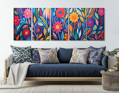 Botanical Canvas Print – Large Floral Wall Decor | Framed, Ready to Hang Art