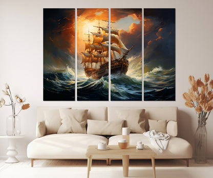 Sailboat Canvas Print – Scenic Sailing Painting | Framed Canvas Art, Ready to Hang