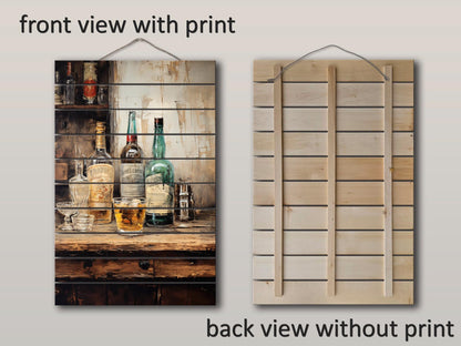 Rustic Bar Print on Natural Wood – Bar Wall Art