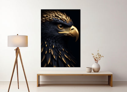 Gold Feathers Canvas Print – Abstract Eagle Art | Framed & Ready to Hang