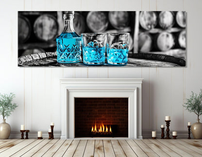 Blue Curacao Canvas Print – Abstract Cocktail Wall Art | Ready to Hang Framed Canvas