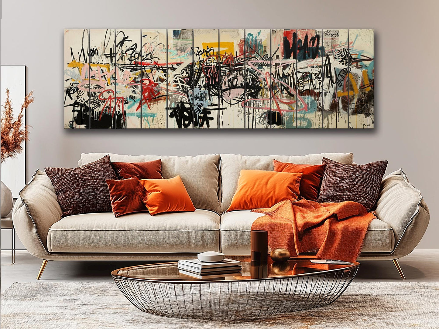 Graffiti Wood Art – Abstract Urban Wall Decor on Natural Wood Print