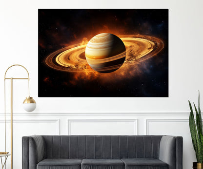 Saturn Canvas Print – Abstract Saturn Art on Gallery Wrapped Cotton Canvas, Ready to Hang