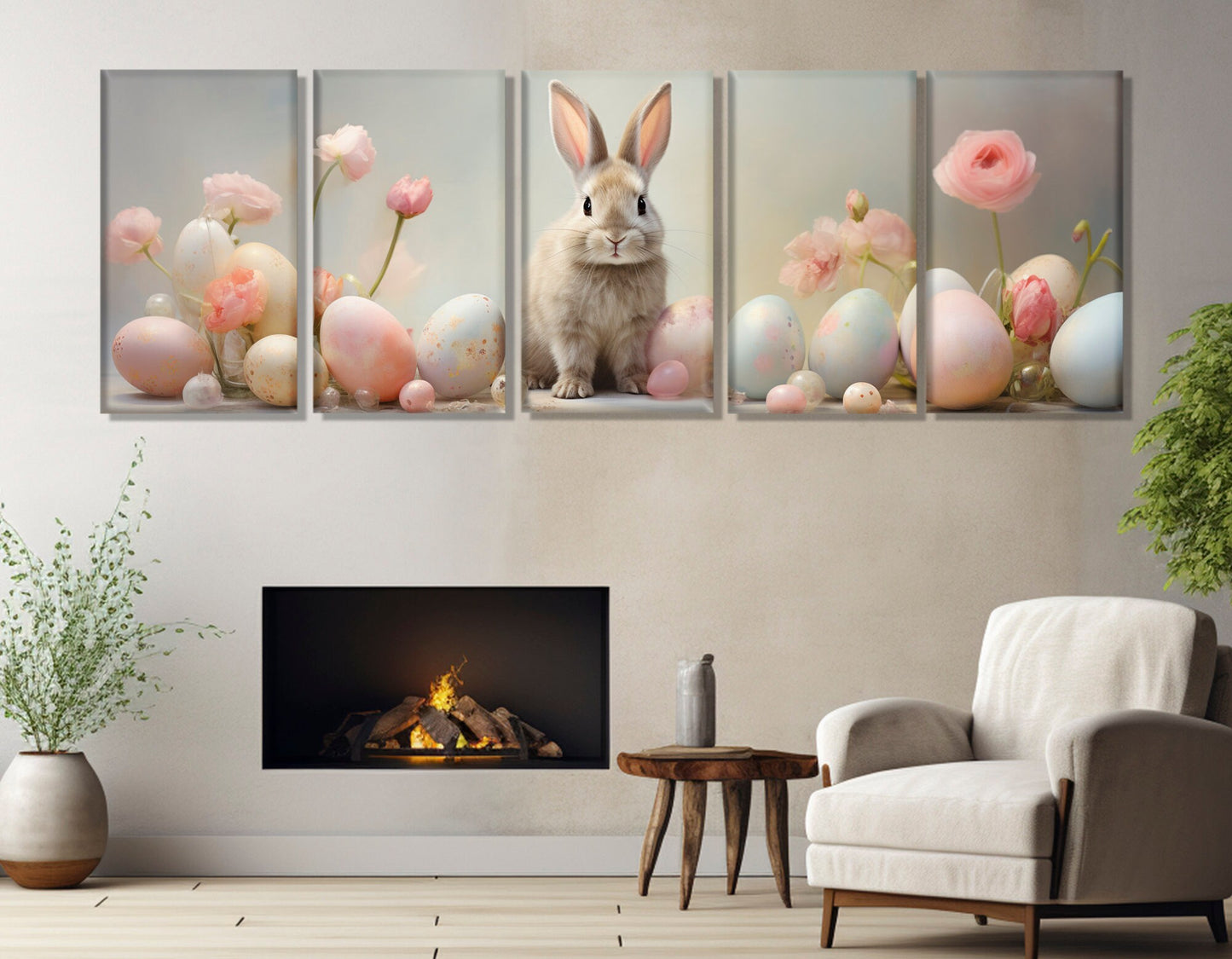 Easter Bunny Canvas Print – Cute Rabbit Wall Art | Nursery Canvas Decor, Framed Ready to Hang