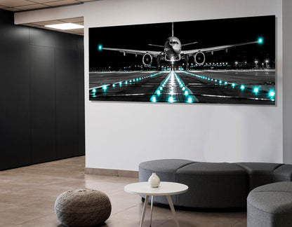 Plane Landing Canvas – Scenic Airplane Print on 100% Cotton | Framed Aviation Art