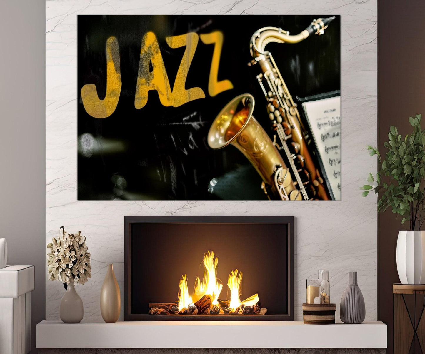 Abstract Saxophone Canvas - Jazz Wall Art | Framed Canvas Print Ready to Hang