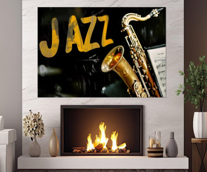 Abstract Saxophone Canvas - Jazz Wall Art | Framed Canvas Print Ready to Hang