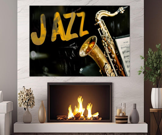 Abstract Saxophone Canvas - Jazz Wall Art | Framed Canvas Print Ready to Hang