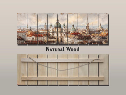 Vienna Wood Print – Rustic Wall Art Featuring St. Stephen’s Cathedral on Distressed Wood Panel